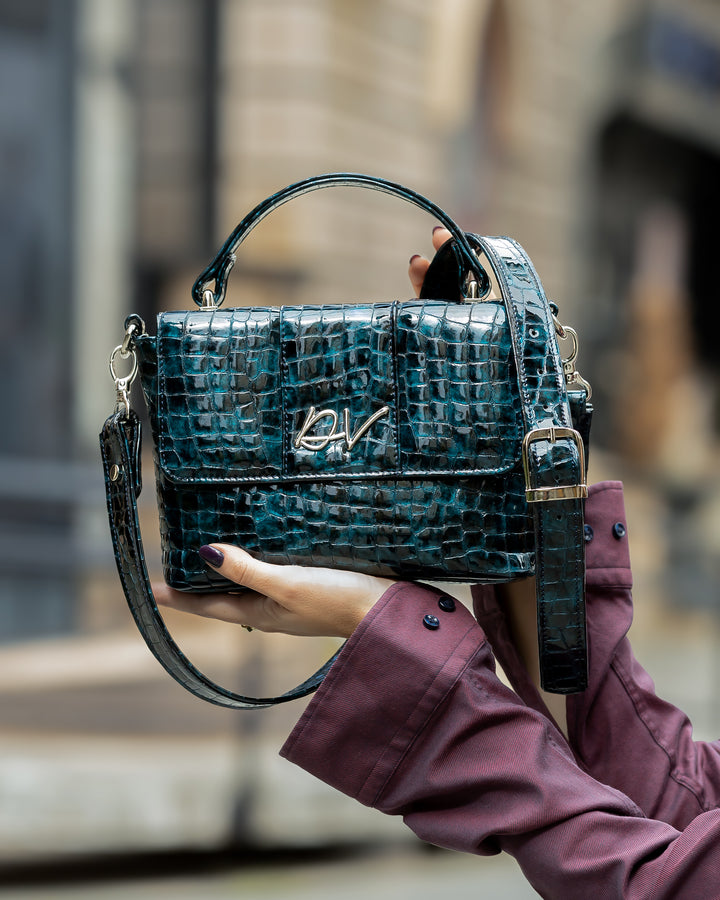 Kroko plava tašna sa ručkom